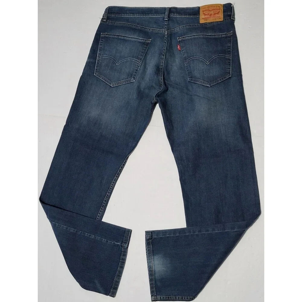 Levis 505 Regular Fit Denim Jeans Size Men's 36x32 Blue  Red Tab